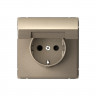 Розетка силовая Systeme Electric ArtGallery со шторками и крышкой, 16А, шампань