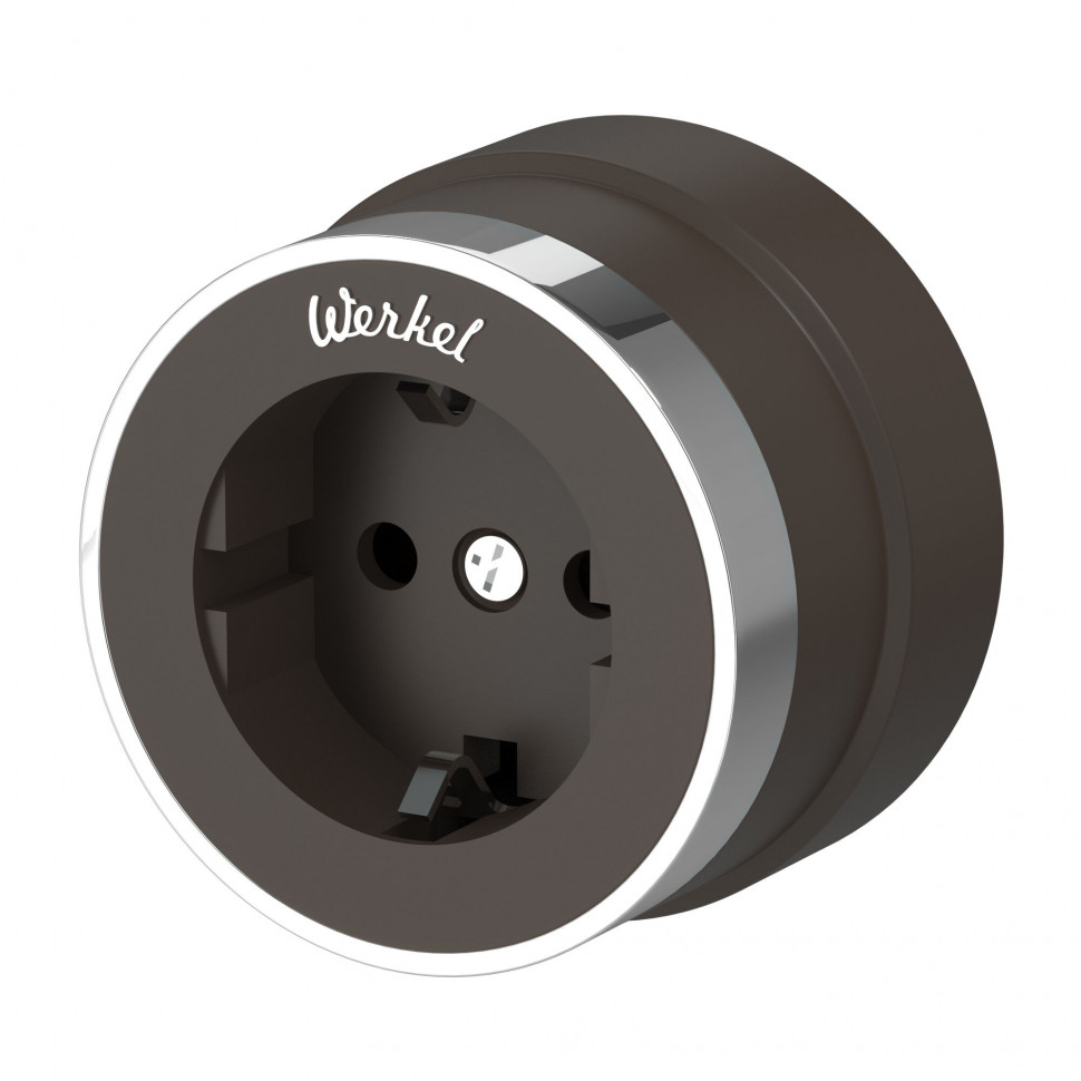 Розетка с заземлением Vintage мокко матовый/хром W5871052 фото 1 — Multielectrika