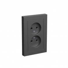 Розетка двойная Systeme Electric AtlasDesign без заземления, в сборе, 16А, базальт &mdash; Multielectrika