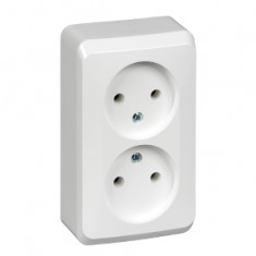 Розетка двойная без заземления со шторками 16А 250B Белая Schneider Electric Этюд PA16-006B &mdash; Multielectrika