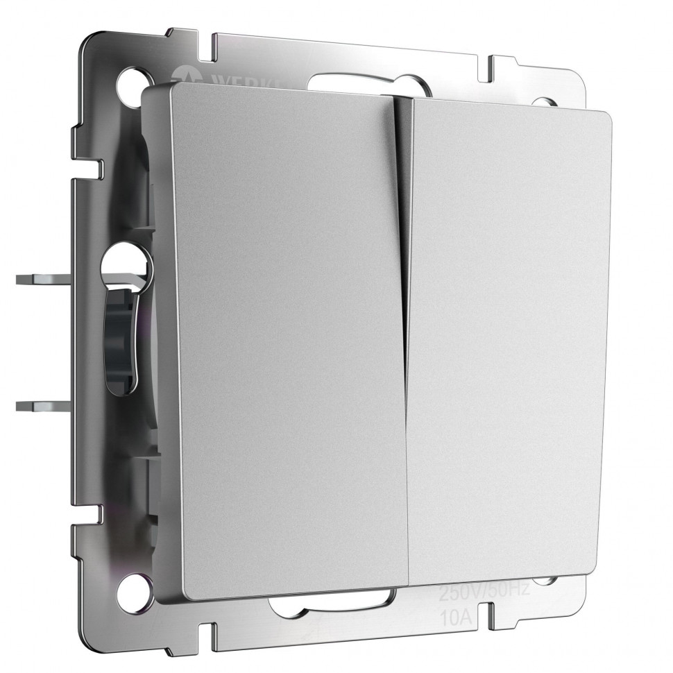 Выключатель двухклавишный (серебряный матовый W1120065 фото 1 — Multielectrika