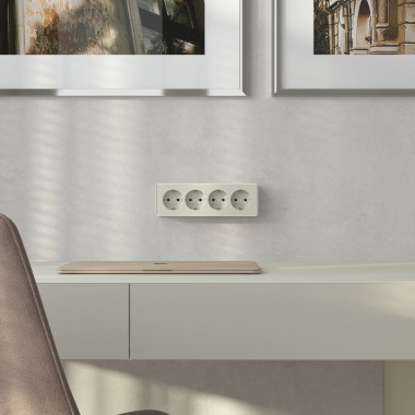 Розетка четверная с заземлением и шторками Gallant слоновая кость W5072204 — Multielectrika