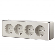 Розетка четверная с заземлением и шторками Gallant слоновая кость W5072204 &mdash; Multielectrika