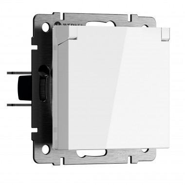 Розетка влагозащ. с зазем. с защит. крышкой и шторками N (белый) W1171201 — Multielectrika