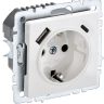 Розетка с заземлением с защитными шторками 16А с USB A+C 18Вт IEK Brite РЮш11-1-БрБ белая