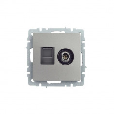 Розетка двойная TV+RJ45 кат.5E IEK Brite РТВ/РК12-БрС сталь &mdash; Multielectrika