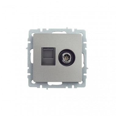 Розетка двойная TV+RJ45 кат.5E IEK Brite РТВ/РК12-БрС сталь — Multielectrika