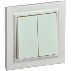 Выключатель двухклавишный 10А в сборе IEK Brite ВСР10-2-0-БрЖ жемчуг &mdash; Multielectrika