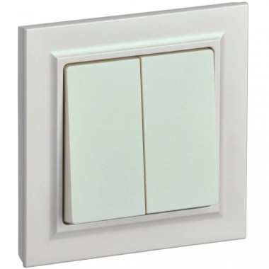 Выключатель двухклавишный 10А в сборе IEK Brite ВСР10-2-0-БрЖ жемчуг — Multielectrika