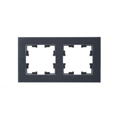 Рамка на 2 поста IEK Brite РУ-2-1-БрА металл алюминий &mdash; Multielectrika