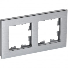 Рамка на 2 поста IEK Brite РУ-2-1-БрА металл алюминий &mdash; Multielectrika