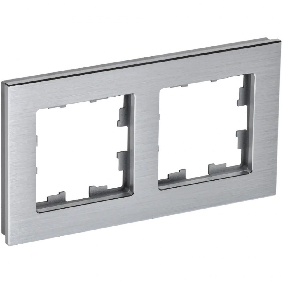 Рамка на 2 поста IEK Brite РУ-2-1-БрА металл алюминий фото 1 — Multielectrika