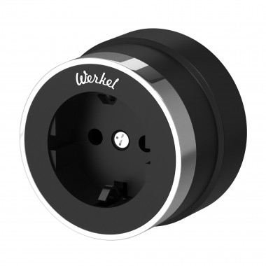 Розетка с заземлением Vintage черный матовый/хром W5871051 — Multielectrika