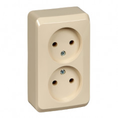 Розетка двойная без заземления со шторками 16А 250B Кремовая Schneider Electric Этюд PA16-006K &mdash; Multielectrika
