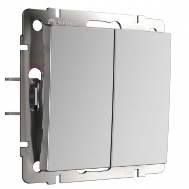 Выключатель двухклавишный с самовозвратом серебряный W1122406 &mdash; Multielectrika