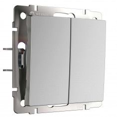 Выключатель двухклавишный с самовозвратом серебряный W1122406 &mdash; Multielectrika