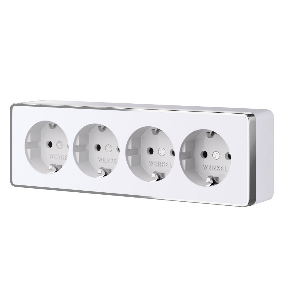 Розетка четверная с заземлением и шторками Gallant белая W5072210 фото 1 &mdash; Multielectrika