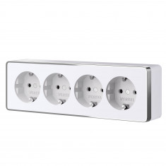 Розетка четверная с заземлением и шторками Gallant белая W5072210 &mdash; Multielectrika