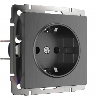 Розетка с заземлением (графит рифленый) W1171004 — Multielectrika