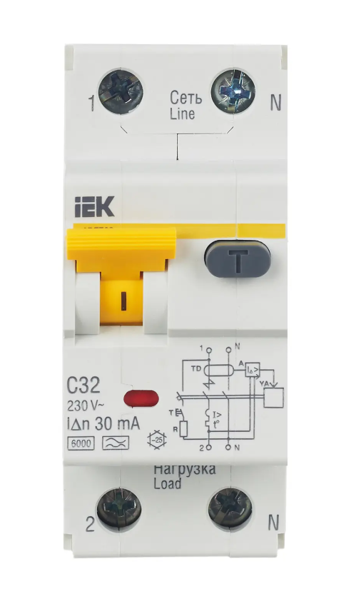 Дифференциальный автомат АВДТ 32 C32 30мА тип А IEK MAD22-5-032-C-30 фото 1 — Multielectrika