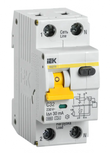 Дифференциальный автомат АВДТ 32 C32 30мА тип А IEK MAD22-5-032-C-30 — Multielectrika