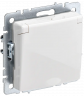 Розетка с заземлением с защитными шторками и крышкой 16А IP44 IEK Brite РСбш10-3-44-БрБ белая