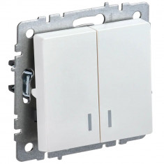 Выключатель двухклавишный с индикацией 10А IEK Brite ВС10-2-1-БрЖ жемчуг &mdash; Multielectrika