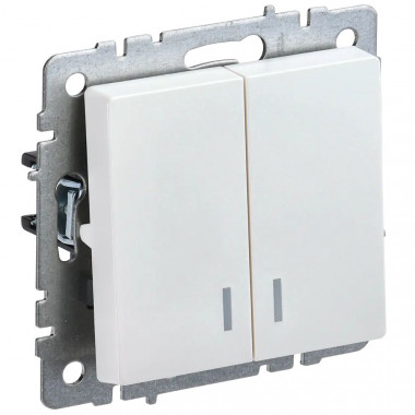 Выключатель двухклавишный с индикацией 10А IEK Brite ВС10-2-1-БрЖ жемчуг — Multielectrika