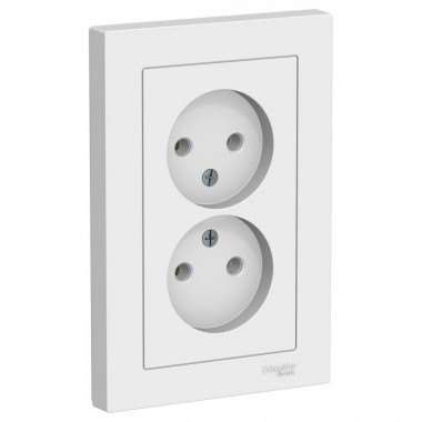 Розетка двойная Schneider Electric Atlas Design без заземления, в сборе, белая — Multielectrika
