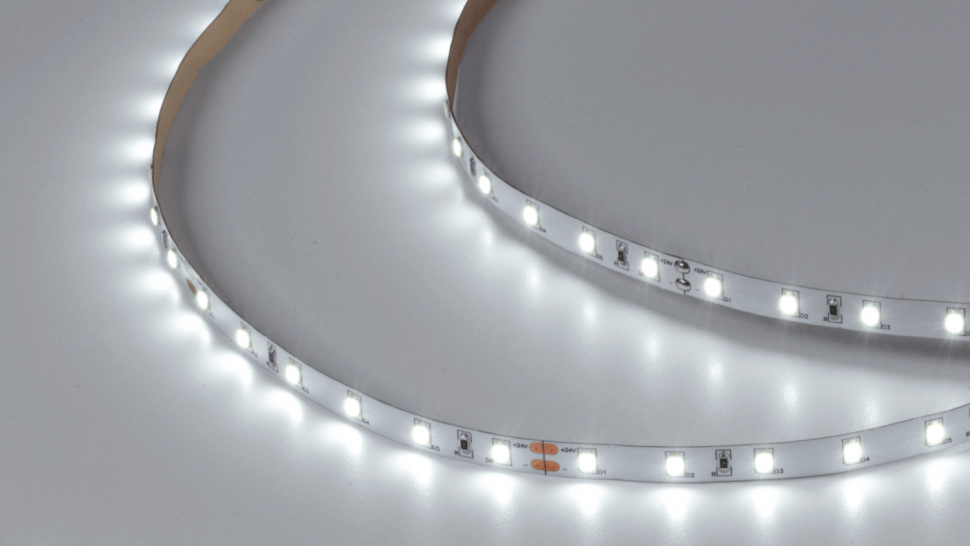 Лента светодиодная SMD 2835, 60 LED/м, 4,8 Вт/м, 24В , IP20, Холодный белый фото 1 — Multielectrika