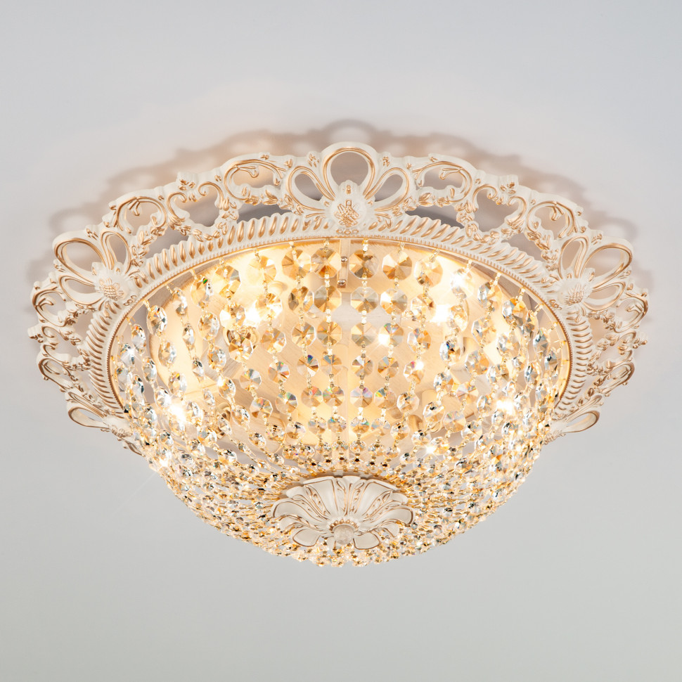 Потолочная люстра с хрусталем 3298/5 белый с золотом фото 1 — Multielectrika