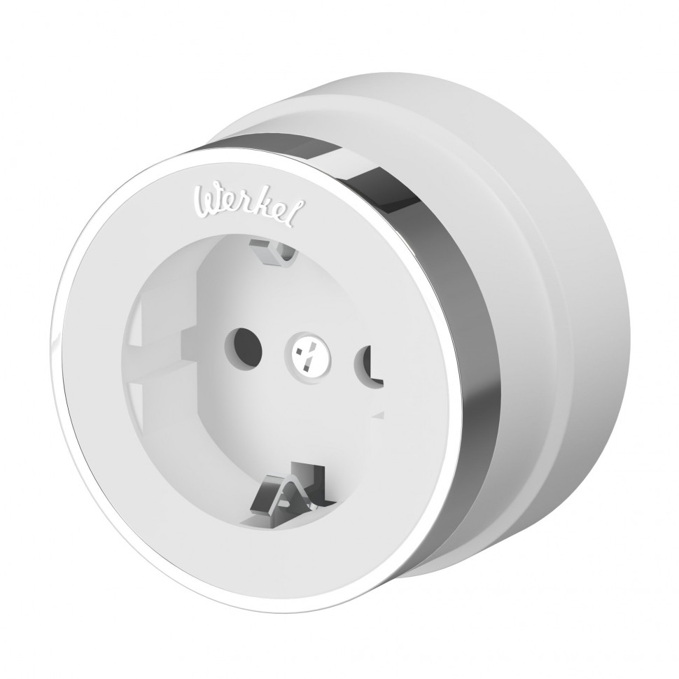 Розетка с заземлением Vintage белый матовый/хром W5871050 фото 1 &mdash; Multielectrika