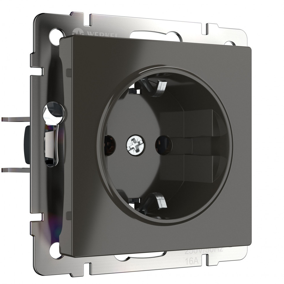 Розетка с заземлением и шторками  (серо-коричневый) WL07-SKGS-01-IP44 фото 1 — Multielectrika