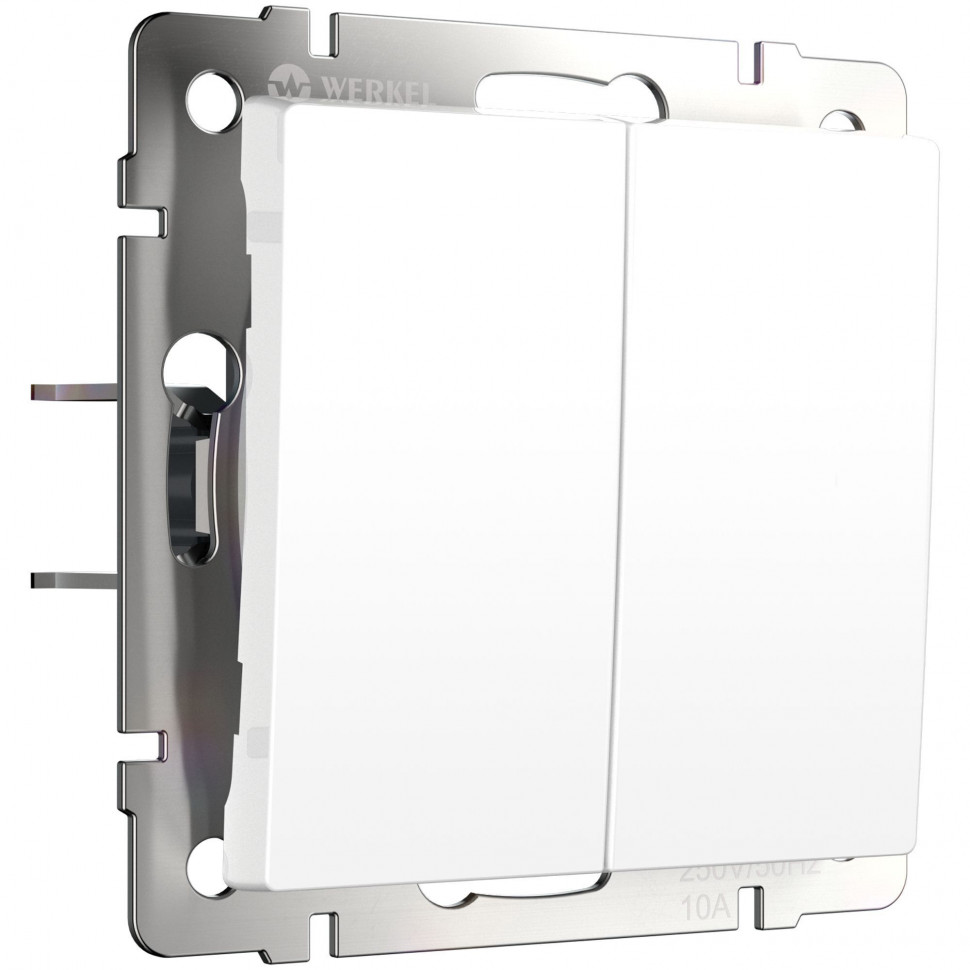 Выключатель двухклавишный с самовозвратом (белый матовый) W1122461 фото 1 &mdash; Multielectrika