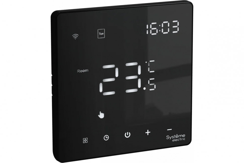 Терморегулятор программируемый с Wi-Fi, 16А Systeme Electric ARTGALLERY, скрытый монтаж, моноблочный, карбон фото 1 &mdash; Multielectrika