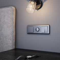 Выключатель двухклавишный проходной (графит рифленый) W1122004 &mdash; Multielectrika