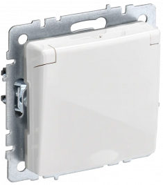 Розетка с заземлением с защитными шторками и крышкой 16А IP20 IEK Brite РСбш10-3-БрБ белая &mdash; Multielectrika