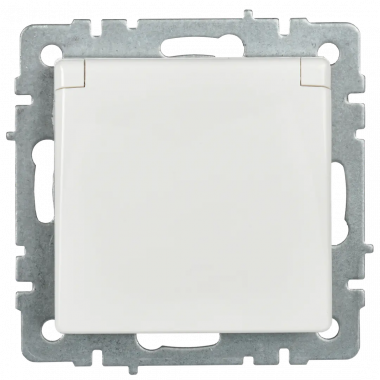 Розетка с заземлением с защитными шторками и крышкой 16А IP20 IEK Brite РСбш10-3-БрБ белая — Multielectrika