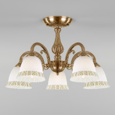 Классическая люстра со стеклянными плафонами 60107/5 античная бронза &mdash; Multielectrika