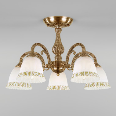 Классическая люстра со стеклянными плафонами 60107/5 античная бронза — Multielectrika