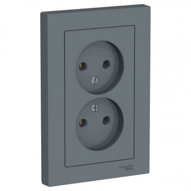 Розетка двойная Schneider Electric Atlas Design без заземления, в сборе, грифель — Multielectrika