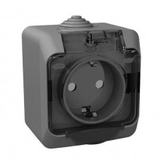 Розетка с заземлением со шторками IP44 16А 250B Серая Schneider Electric Этюд PA16-044C &mdash; Multielectrika