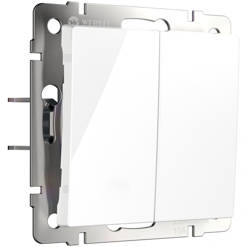 Выключатель двухклавишный с самовозвратом (белый) W1122401 фото 1 &mdash; Multielectrika