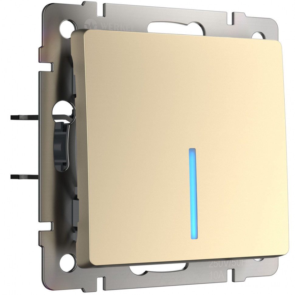 Выключатель одноклавишный проходной с подсветкой (шампань) W1112111 фото 1 &mdash; Multielectrika