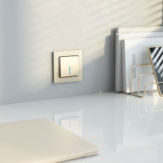 Выключатель одноклавишный проходной с подсветкой (шампань) W1112111 &mdash; Multielectrika