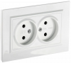 Розетка двойная без заземления без защитных шторок 10А в сборе IEK Brite РС12-2-БрБ белая фото 1 — Multielectrika