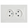 Розетка двойная без заземления без защитных шторок 10А в сборе IEK Brite РС12-2-БрБ белая фото 2 — Multielectrika