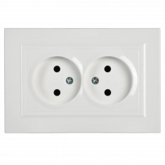 Розетка двойная без заземления без защитных шторок 10А в сборе IEK Brite РС12-2-БрБ белая &mdash; Multielectrika