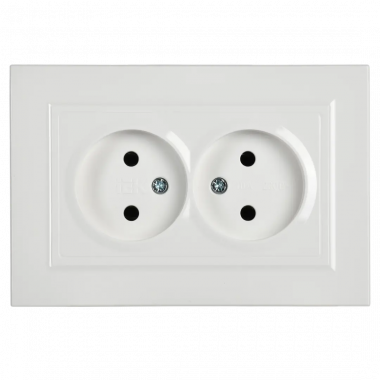 Розетка двойная без заземления без защитных шторок 10А в сборе IEK Brite РС12-2-БрБ белая — Multielectrika