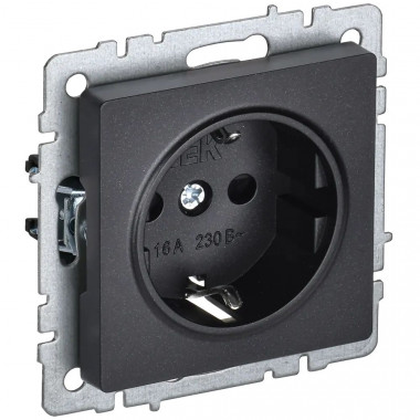 Розетка с заземлением без защитных шторок 16А IEK Brite РС11-1-0-БрЧ черная — Multielectrika